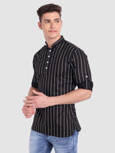 Mens Straight Strip Full Sleeve Kurta